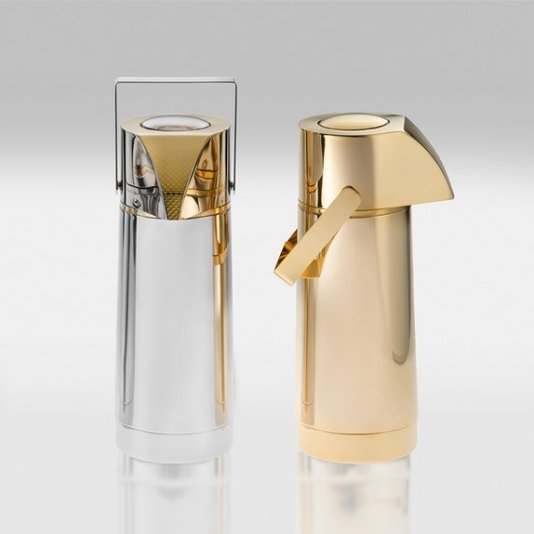 Garrafa Térmica Pump Riva Inox Revestida em Ouro 24K 1 Litro