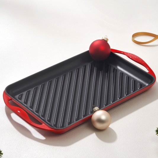 Grelha Retangular com Alça Le Creuset Vermelha 33cm

