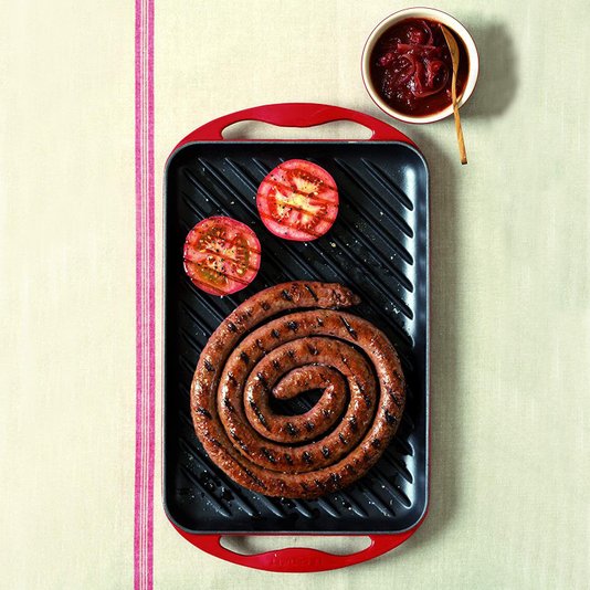 Grelha Retangular com Alça Le Creuset Vermelha 33cm
