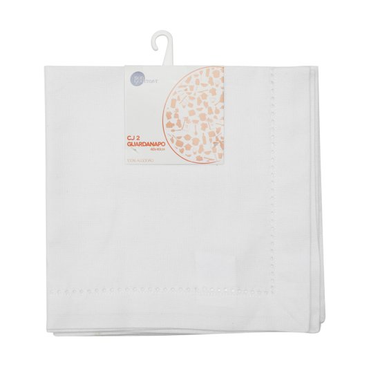 Guardanapo Algodão Ponto Ajour Royal Branco 40x40cm
