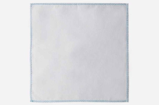 Guardanapo de Tecido Bordado Manu Fisch Branco e Azul 48 cm