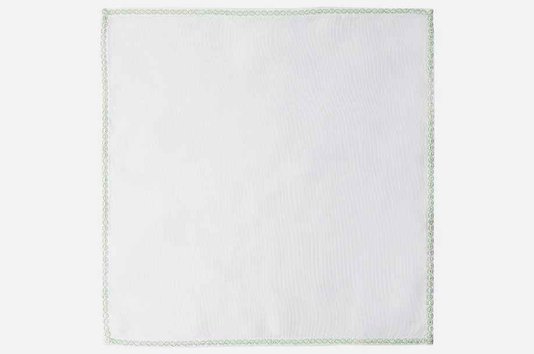 Guardanapo de Tecido Bordado Manu Fisch Branco e Verde 48 cm