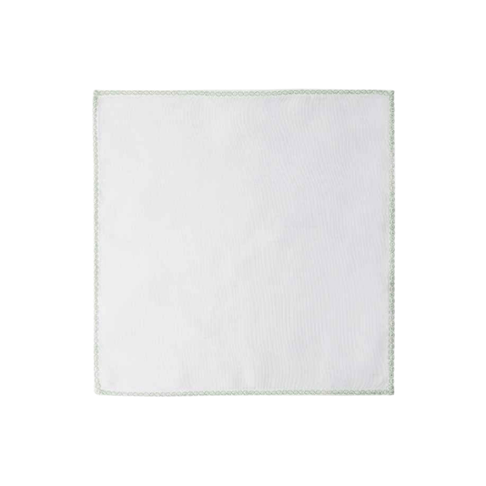 Guardanapo de Tecido Bordado Manu Fisch Branco e Verde 48 cm