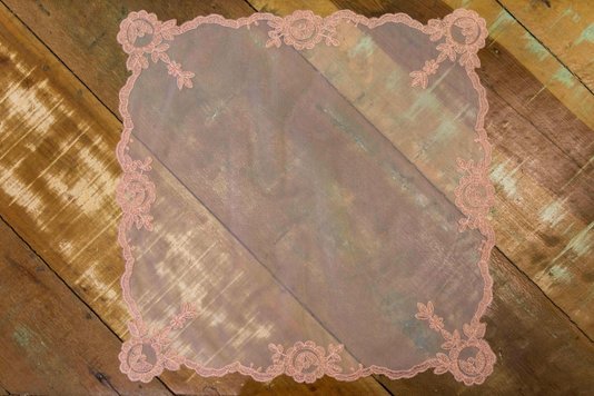 Guardanapo Tule 43,5x0,5x43,5 CM Off White/Rosa Manu Fisch