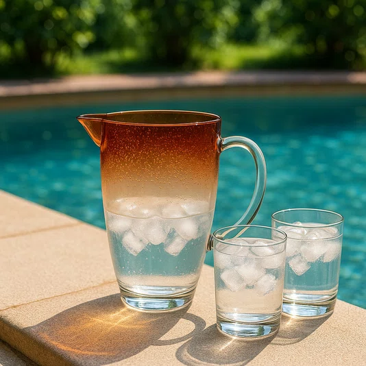 Jarra Acrílico Degradê Bolhas Laranja 2,5 litros