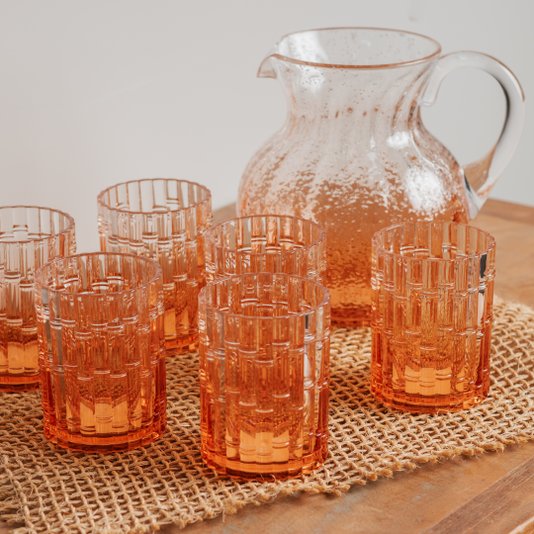 Jarra em Acrílico Detalhes Bolhas Laranja 1L