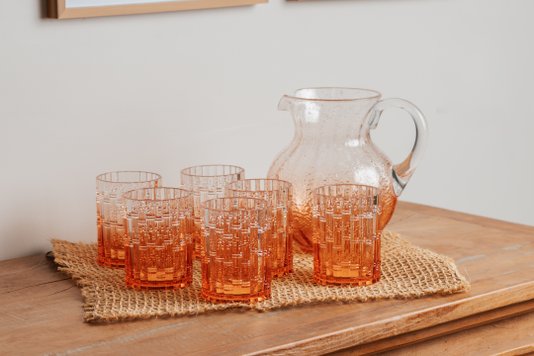 Jarra em Acrílico Detalhes Bolhas Laranja 2,3L