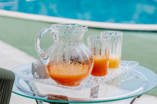 Jarra em Acrílico Detalhes Bolhas Laranja 2,3L