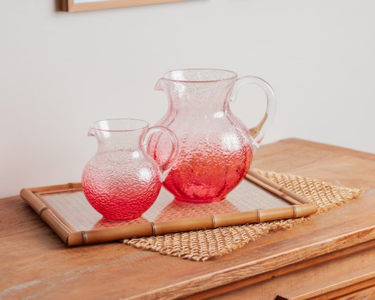 Jarra em Acrílico Detalhes Bolhas Rosa 2,3L