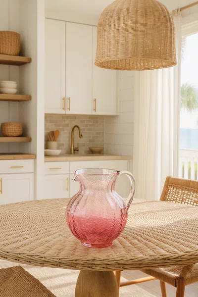 Jarra em Acrílico Detalhes Bolhas Rosa 2,3L