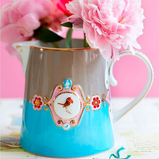 Jarra Medallion Love Birds Pip Studio Azul/Caqui 900 ml