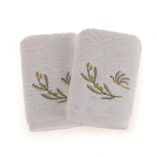 Jogo 02 Peças Toalha de Lavabo Mimosa Trussardi Branco 30cm x 50cm