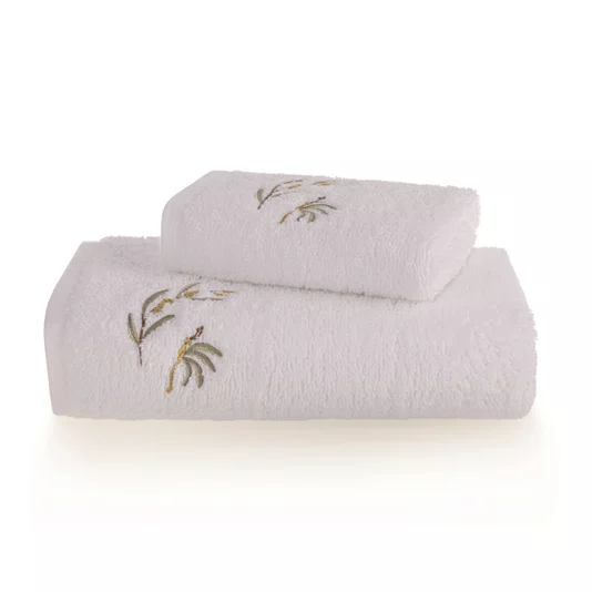 Jogo 02 Peças Toalha de Rosto e Lavabo Mimosa Trussardi Branco