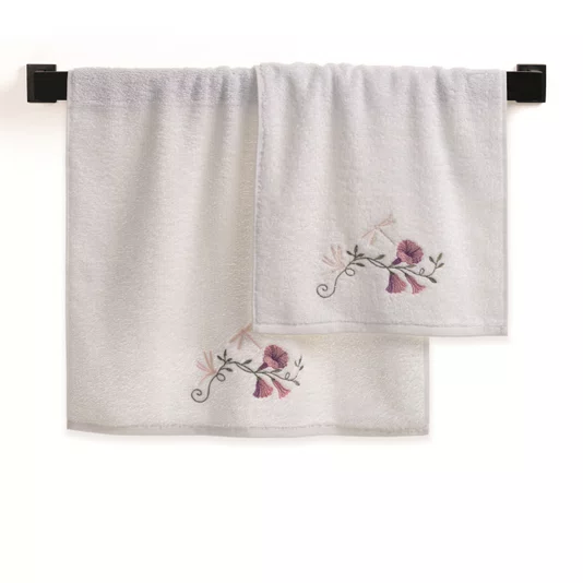 Jogo 02 Peças Toalha de Rosto e Lavabo Petunia Trussardi Branco