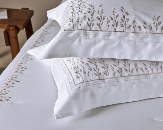 Jogo 02 Super Fronhas Flora 300 Fios Trussardi Branco/Brown 50 x 90 cm