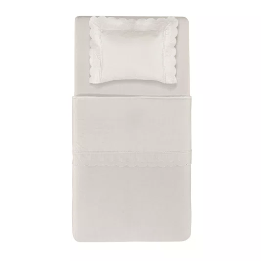 Jogo 03 Peças Bambini Bianchi 300 Fios Trussardi Branco e Branco 110cm x 160cm
