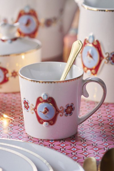 Jogo 04 Canecas Grandes Love Birds Pip Studio Branco