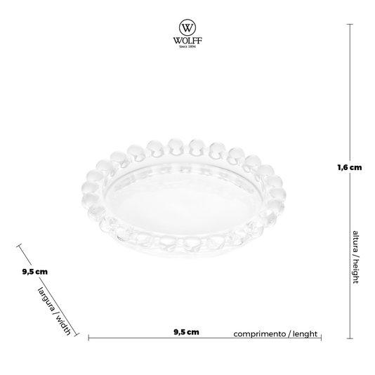 Jogo 04 Pratos de Cristal Pearl Wolff 10 cm