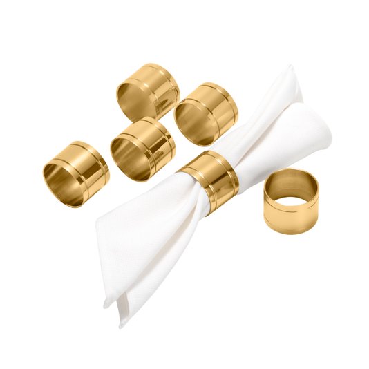Jogo 06 Anéis Para Guardanapo Elegance Aço Inox Wolff Dourado