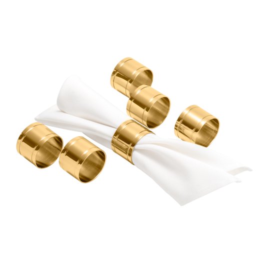 Jogo 06 Anéis Para Guardanapo Elegance Aço Inox Wolff Dourado