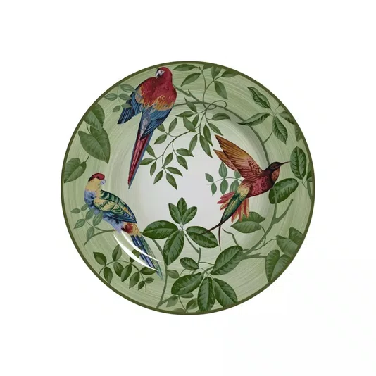 Jogo 06 Pratos De Sobremesa Birds  Alleanza Cerâmica 21 cm