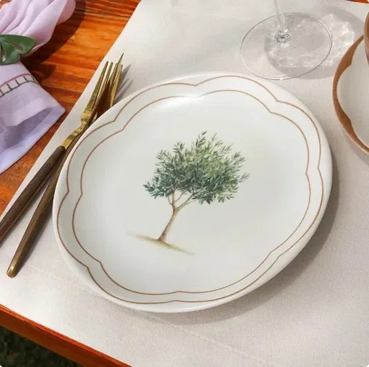 Jogo 06 Pratos de Sobremesa Coup Oliveira Alleanza Ceramica 21cm