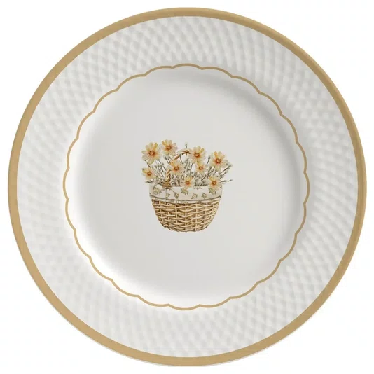 Jogo 06 Pratos de Sobremesa Relevo Huppert Alleanza Ceramica 21cm