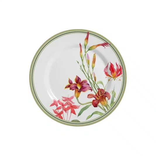 Jogo 06 Pratos De Sobremesa Spring Alleanza Cerâmica 21 cm
