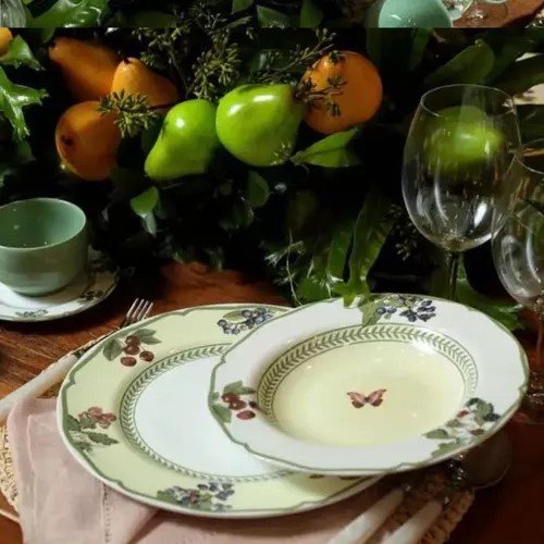 Jogo 06 Pratos Rasos Fruits Alleanza Cerâmica 29 cm 
