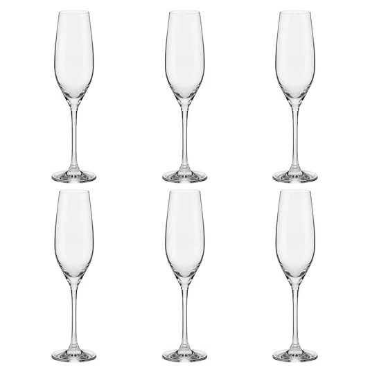 Jogo 06 Taças Cristal Para Espumante 210 ml Oxford