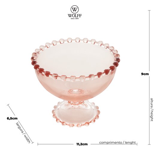 Jogo 06 Taças Cristal Wolff Pearl Rosé 11x9 cm