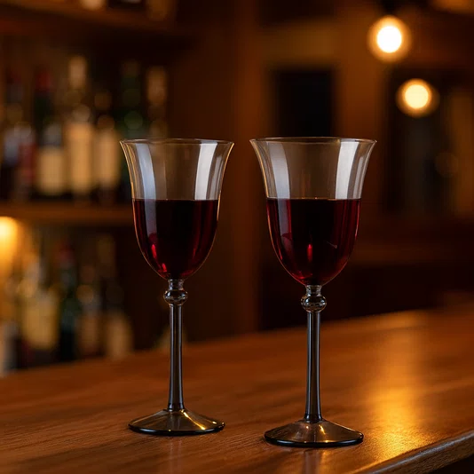 Jogo 6 Taças De Vinho em Vidro Transparente e Cinza 300 ml