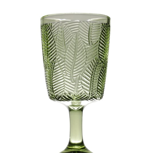 Jogo 06 Taças Leafs de Vidro Bon Gourmet Verde 320ml