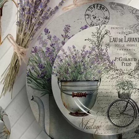 Jogo 06 Xícaras De Chá Com Pires Lavanda Alleanza Cerâmica 250 ml