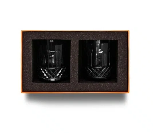 Jogo 2 Copos de Cristal on the Rocks 430 ml Preto Strauss com Caixa para Presente