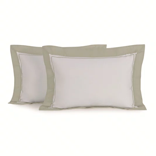 Jogo 2 Fronhas Fiesole 200 Fios Trussardi Branco e Grigio 50cm x 70cm