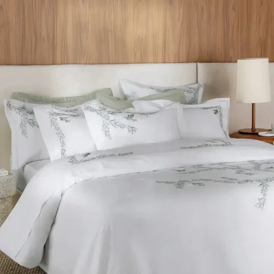 Jogo 2 Fronhas Pistacia 300 Fios Trussardi Branco 50cm x 70cm
