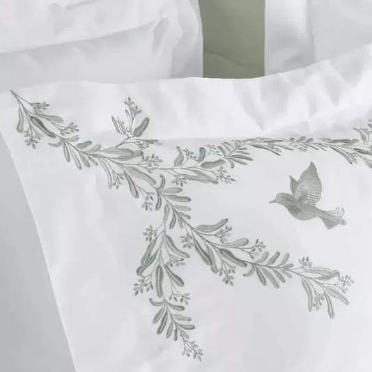 Jogo 2 Fronhas Pistacia 300 Fios Trussardi Branco 50cm x 70cm