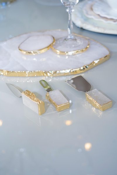 Jogo 2 Porta Copos Em Quartzo com Ouro 24K Camila Vieira Cristal