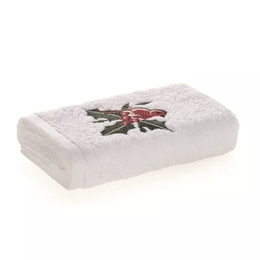 Jogo 02 Toalha de Lavabo Natal Tradizionale Trussardi Branco 30cm x 50cm