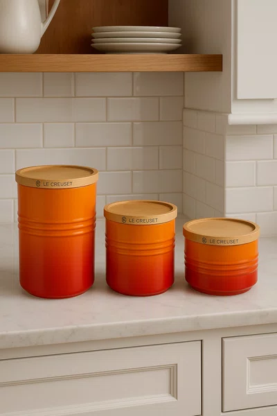 Jogo 3 Potes com Tampa Herméticos Le Creuset Laranja