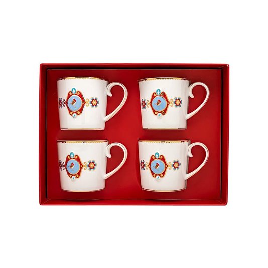 Jogo 04 Canecas Grandes Love Birds Pip Studio Branco