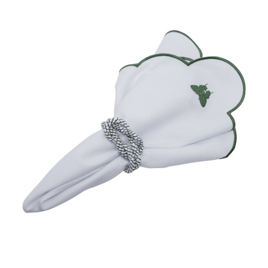 Jogo 4 Guardanapos Borboleta Suva Collection Branco e Verde Oliva