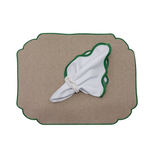 Jogo 4 Guardanapos Guirlanda Suva Collection Branco e Verde Folha