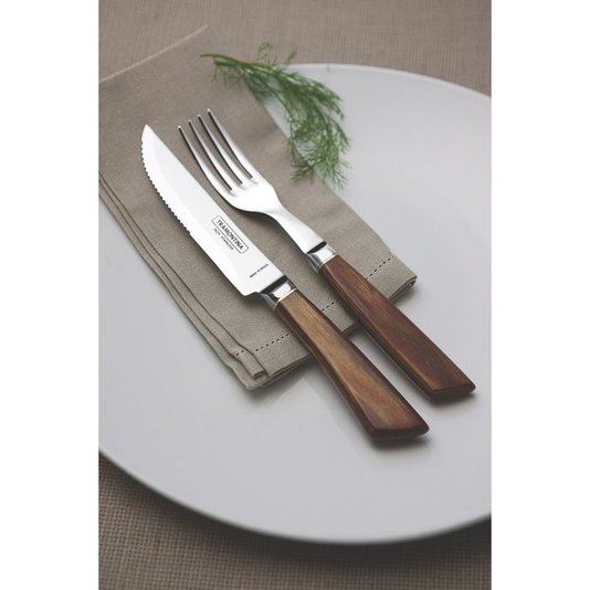 Jogo 4pçs Faca para Churrasco Polywood Serrilhada Tramontina