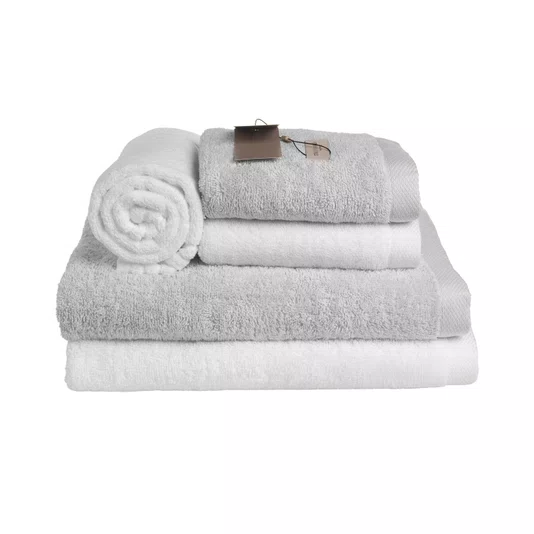 Jogo 5 Peças Banhão e Rosto Modena LCL Home By Trussardi Branco e Gelo