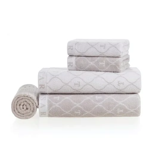 Jogo 5 Peças Banho e Rosto Speciale Trussardi Gelo e Branco 86cm x 160cm