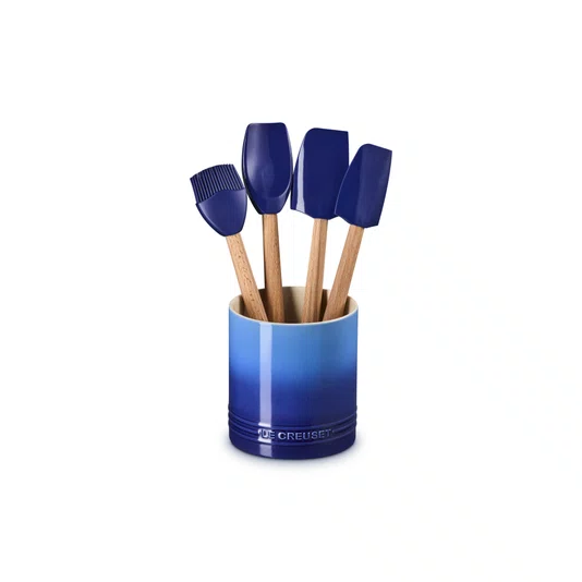 Jogo 5 Peças Espátulas e Porta Utensílios Le Creuset Azure