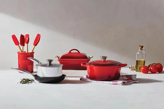 Jogo 5 Peças Espatulas e Porta Utensílios Le Creuset Vermelho