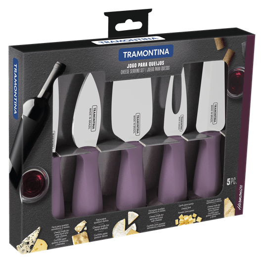 Jogo 5 Peças Para Queijo Inox Harmoniza Tramontina Lilás